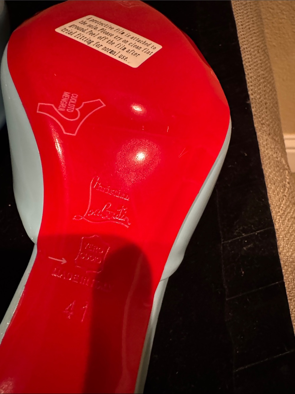Christian Louboutin Red Bottoms Tiffany Blue Patent Leather Kitten Heels - Picture 6 of 14